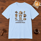 Coffee is My Starter Pack T-Shirt Light Blue coffee bar mockup