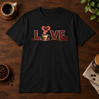Love T-Shirt Black coffee-bar flat lay