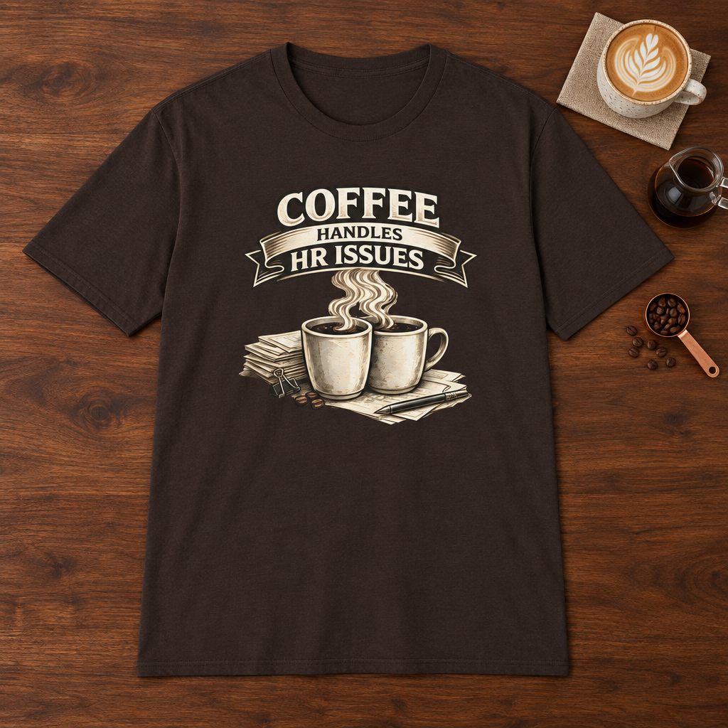 Coffee Handles HR Issues T-Shirt Dark Chocolate coffee bar mockup