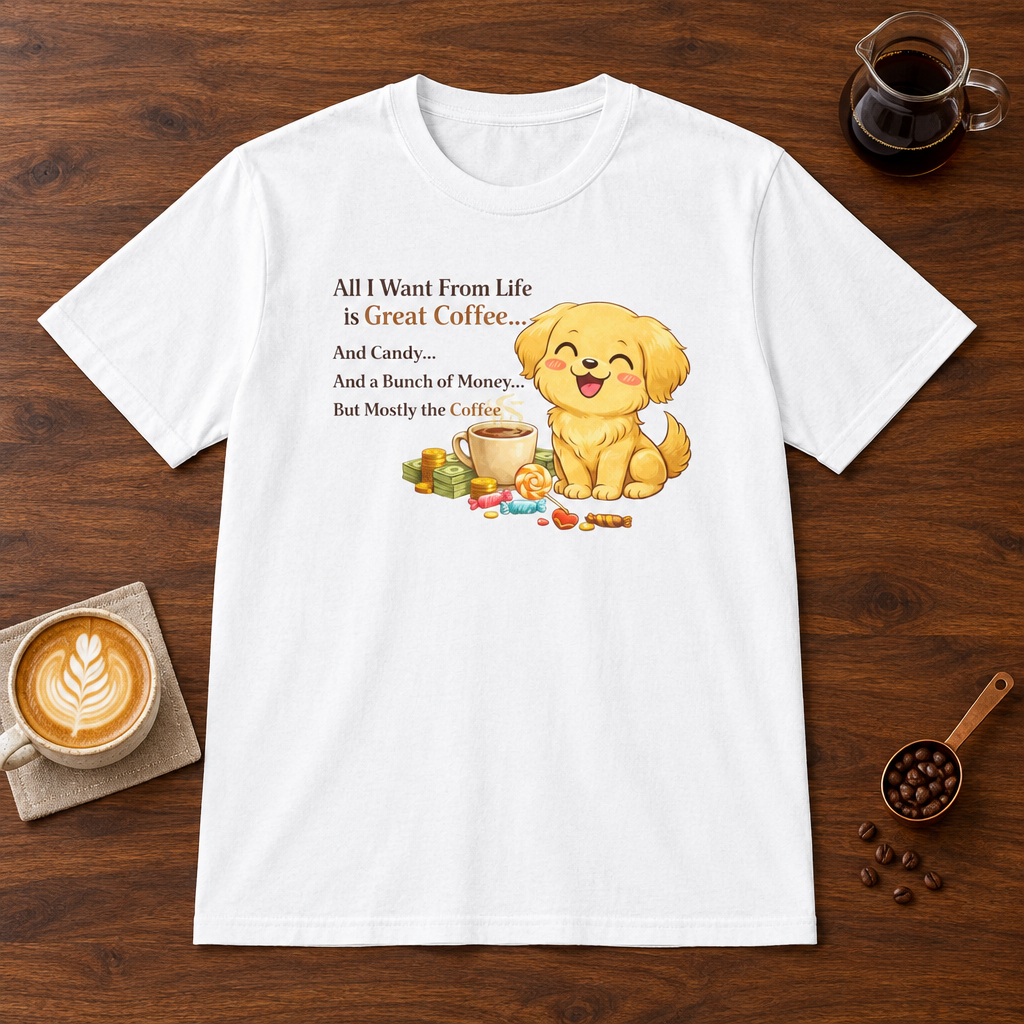 Great Coffee T-Shirt White coffee bar mockup