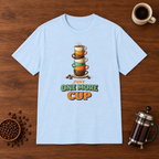 Just One More Cup T-Shirt Light Blue coffee-bar flat lay