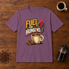 Fuel For Humans T-Shirt Heather Maroon coffee-bar flat lay
