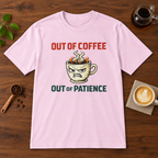 Out of Coffee T-Shirt Light Pink coffee bar mockup