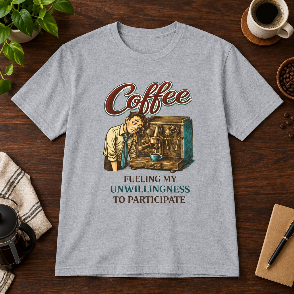 Fueling My Unwillingness T-Shirt Sport Grey short-sleeve coffee-bar flat lay