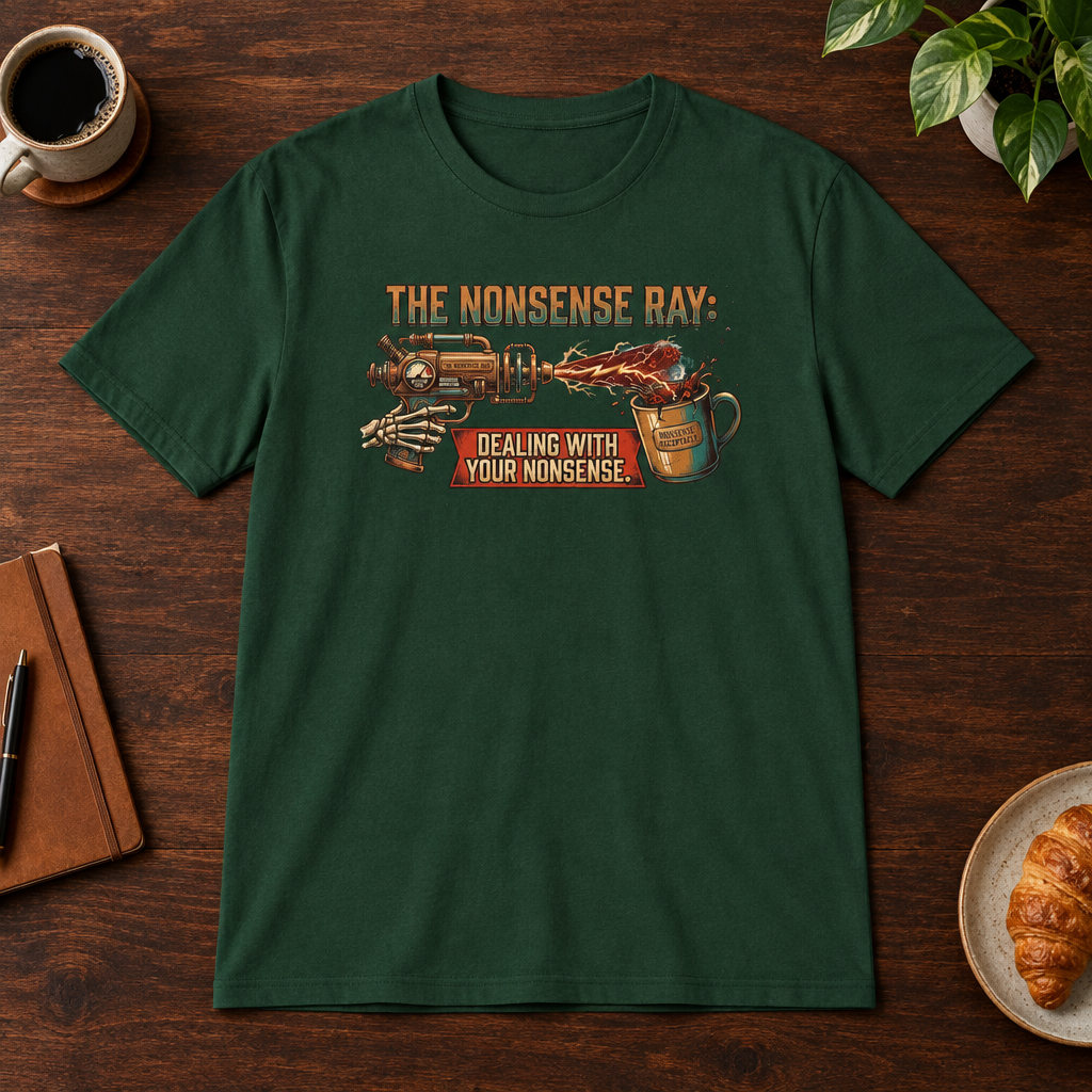 Nonsense Ray T-Shirt Forest Green short-sleeve coffee-bar flat lay