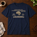 Scientific Proof T-Shirt Navy coffee-bar flat lay