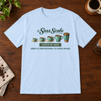 Sass Scale T-Shirt Light Blue short-sleeve coffee-bar flat lay