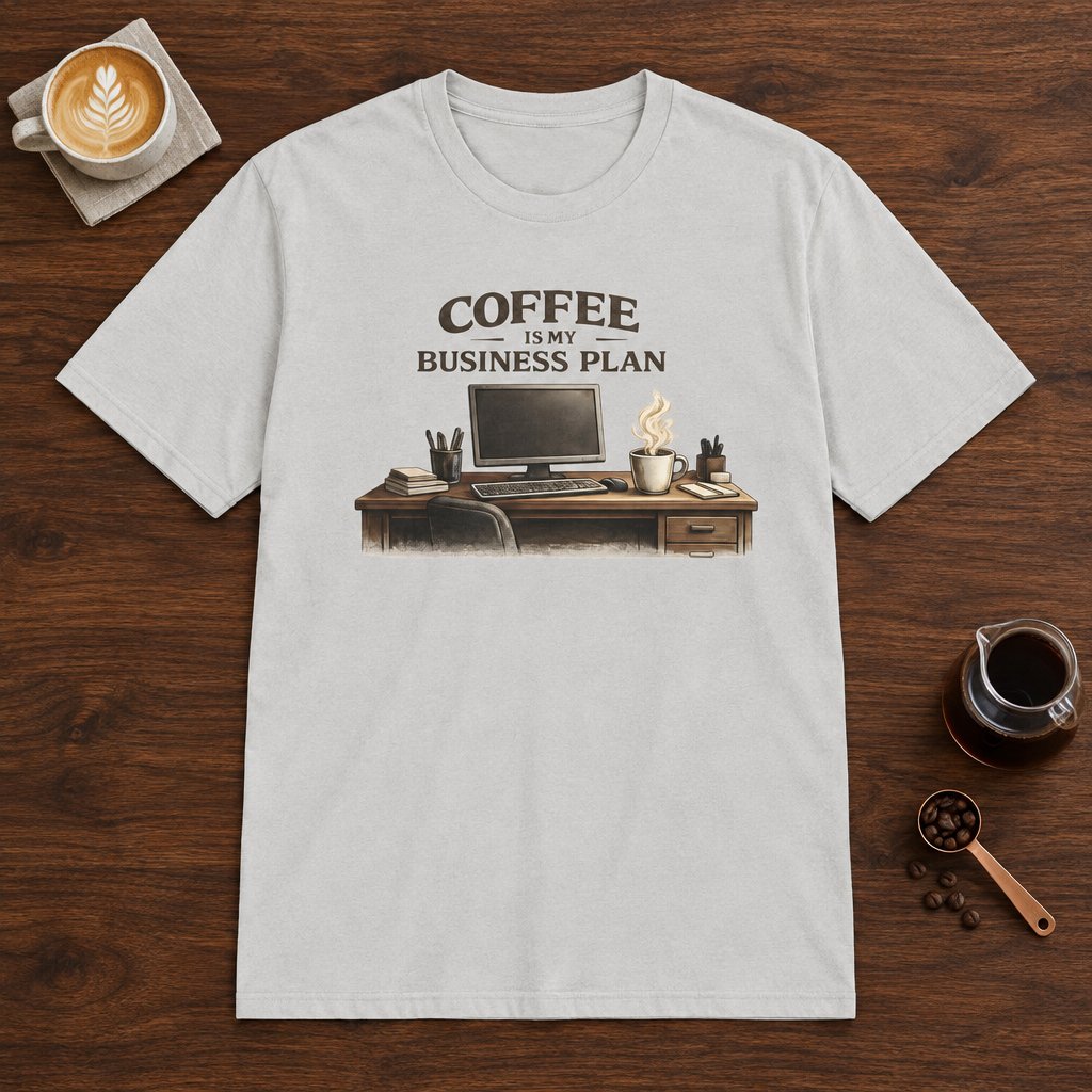 Coffee is My Business Plan T-Shirt Ice Grey coffee bar mockup