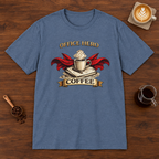Office Hero Coffee T-Shirt Heather Indigo coffee bar mockup