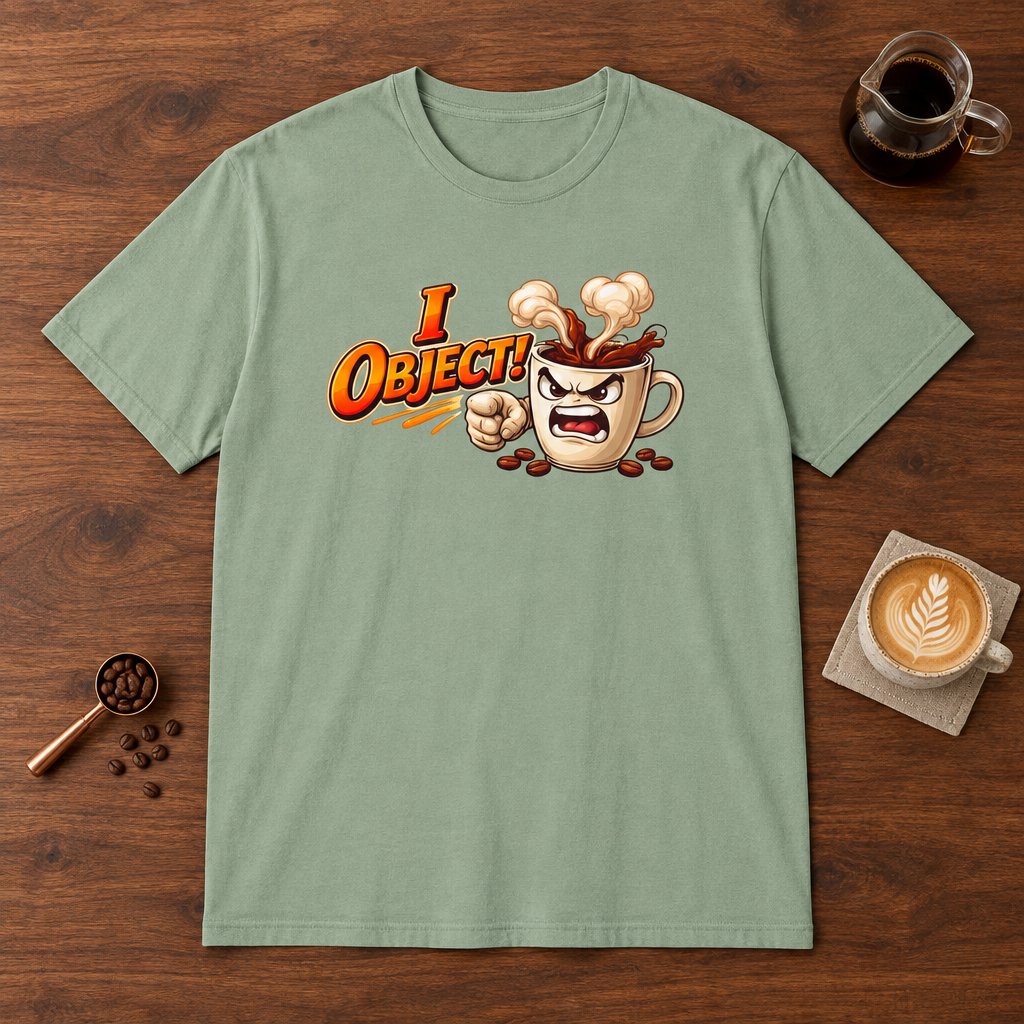 I Object T-Shirt Sage coffee bar mockup