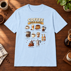Coffee Field Guide T-Shirt Light Blue short-sleeve coffee-bar flat lay