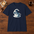 Coffee Tsunami T-Shirt Navy coffee bar mockup