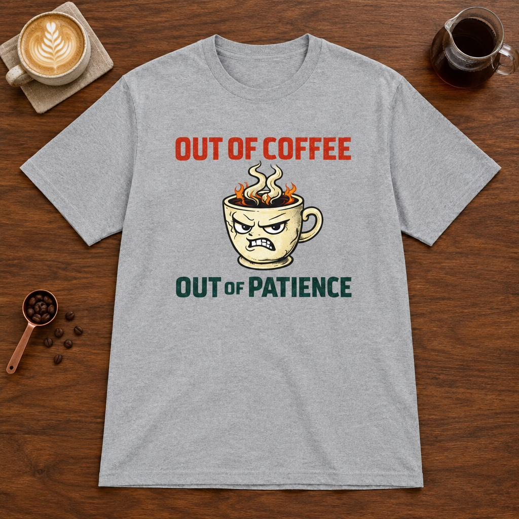 Out of Coffee T-Shirt Sport Grey coffee bar mockup