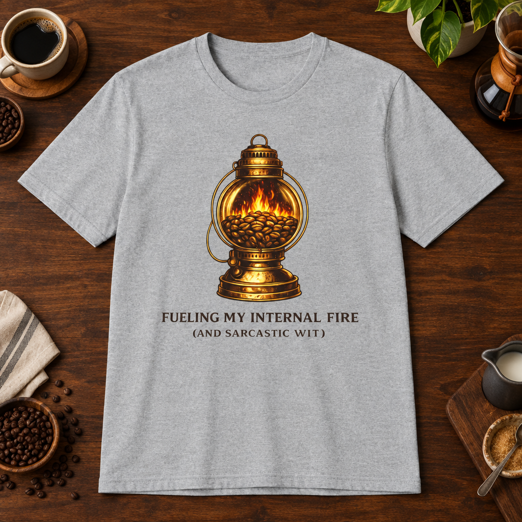 Internal Fire T-Shirt Sport Grey coffee-bar flat lay