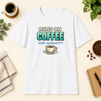 Runs on Coffee T-Shirt in Sand, lifestyle mockup
