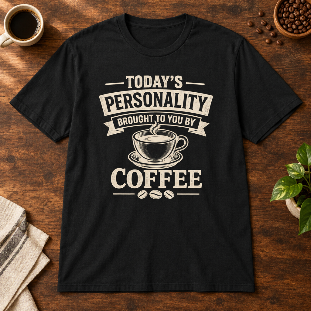 Today's Personality T-Shirt Black coffee-bar flat lay