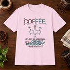Coffee Dependency T-Shirt Light Pink short-sleeve coffee-bar flat lay