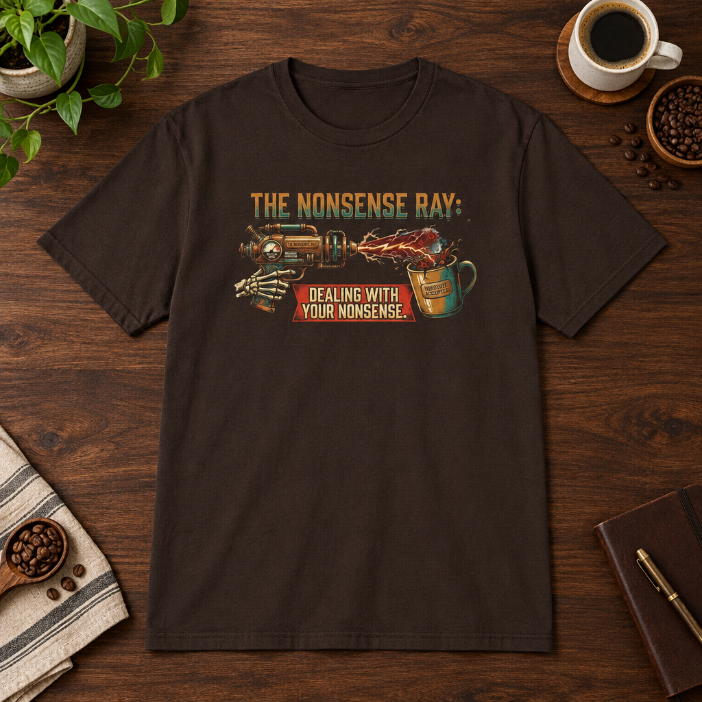 Nonsense Ray T-Shirt Dark Chocolate short-sleeve coffee-bar flat lay