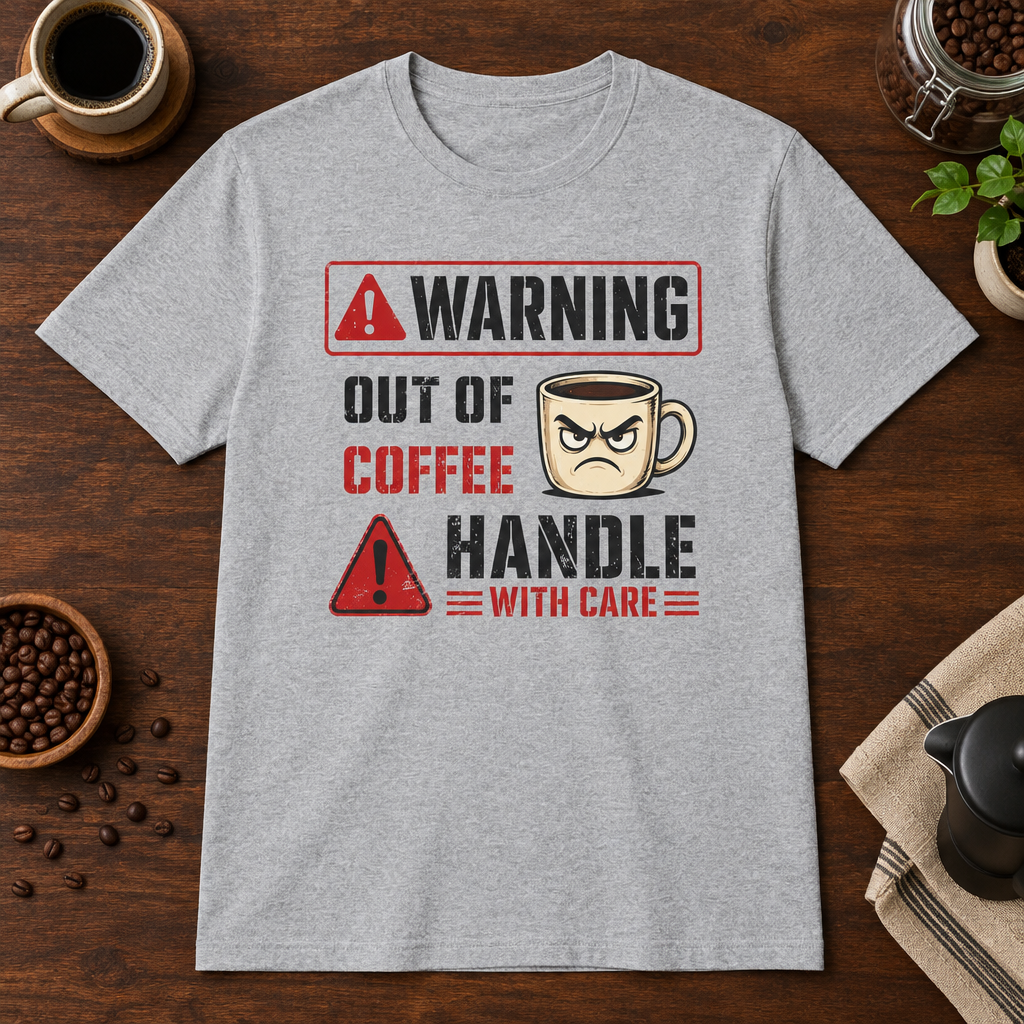Warning Out of Coffee T-Shirt Sport Grey short-sleeve coffee-bar flat lay