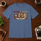 Republic of Caffeine T-Shirt Heather Indigo short-sleeve coffee-bar flat lay