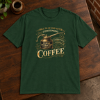Lubricant T-Shirt Forest Green close-fill short-sleeve dark coffee-bar flat lay
