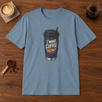 Blue Coffee Cup T-Shirt Stone Blue coffee bar mockup