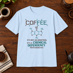 Coffee Dependency T-Shirt Light Blue short-sleeve coffee-bar flat lay