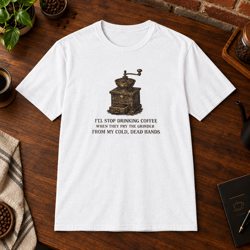 I'll Stop Drinking T-Shirt White close-fill short-sleeve coffee-bar flat lay