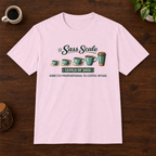 Sass Scale T-Shirt Light Pink short-sleeve coffee-bar flat lay