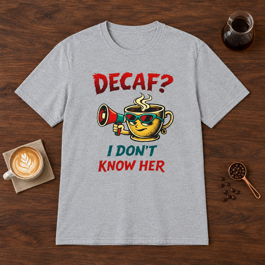 Decaf? T-Shirt Sport Grey coffee bar mockup