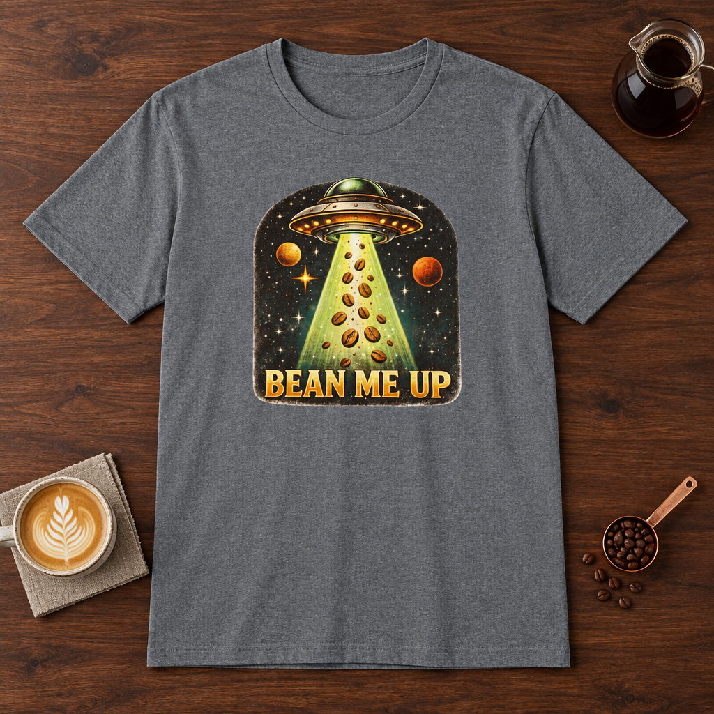Bean Me Up T-Shirt Graphite Heather coffee bar mockup