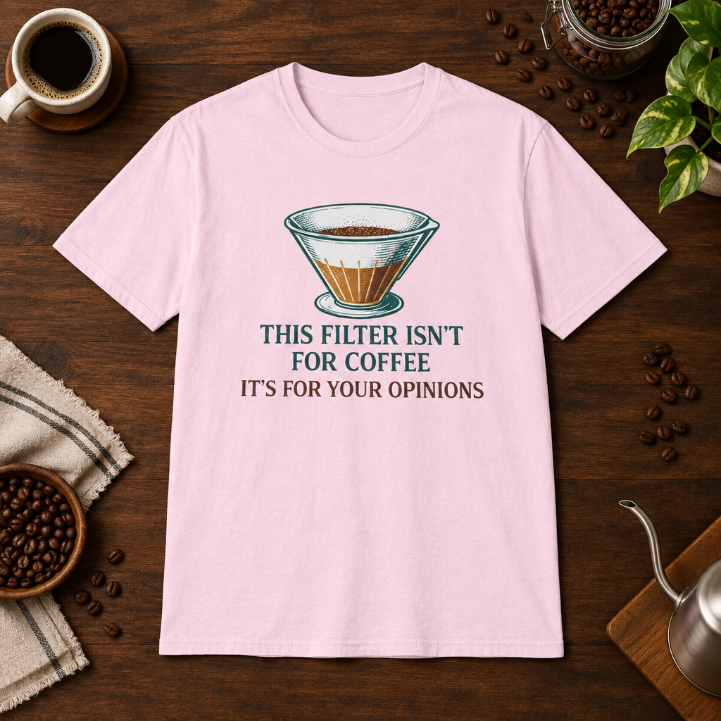 Coffee Filter T-Shirt Light Pink short-sleeve coffee-bar flat lay