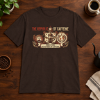 Republic of Caffeine T-Shirt Dark Chocolate short-sleeve coffee-bar flat lay