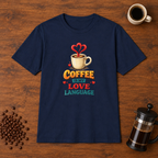 Coffee is My Love Language T-Shirt Navy coffee-bar flat lay