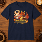 Dragon Brew T-Shirt in Heather Military Green, zoomed lifestyle mockup