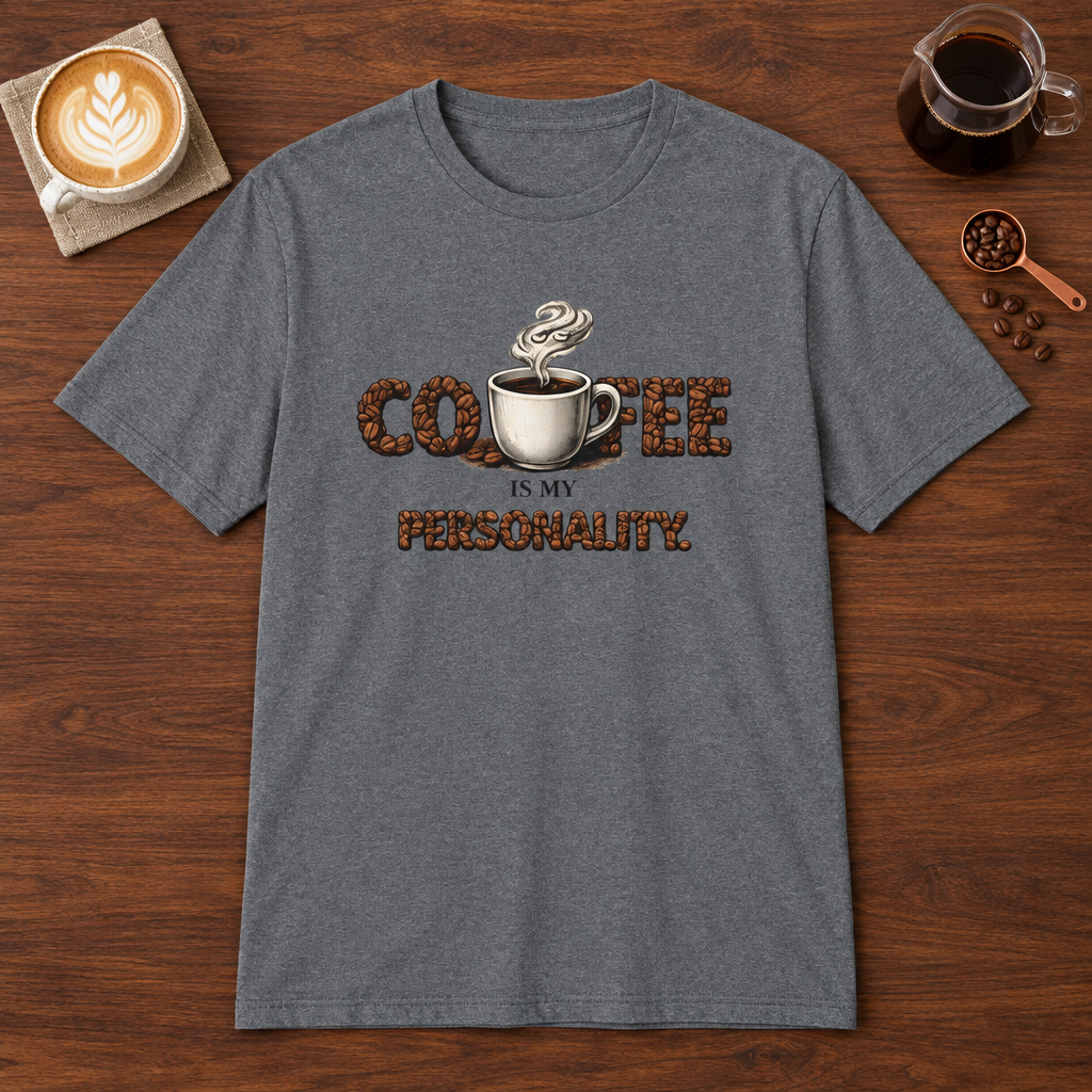 Coffee is My Personality T-Shirt Graphite Heather coffee bar mockup