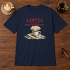 Coffee Makes Me Professionial T-Shirt Navy coffee bar mockup