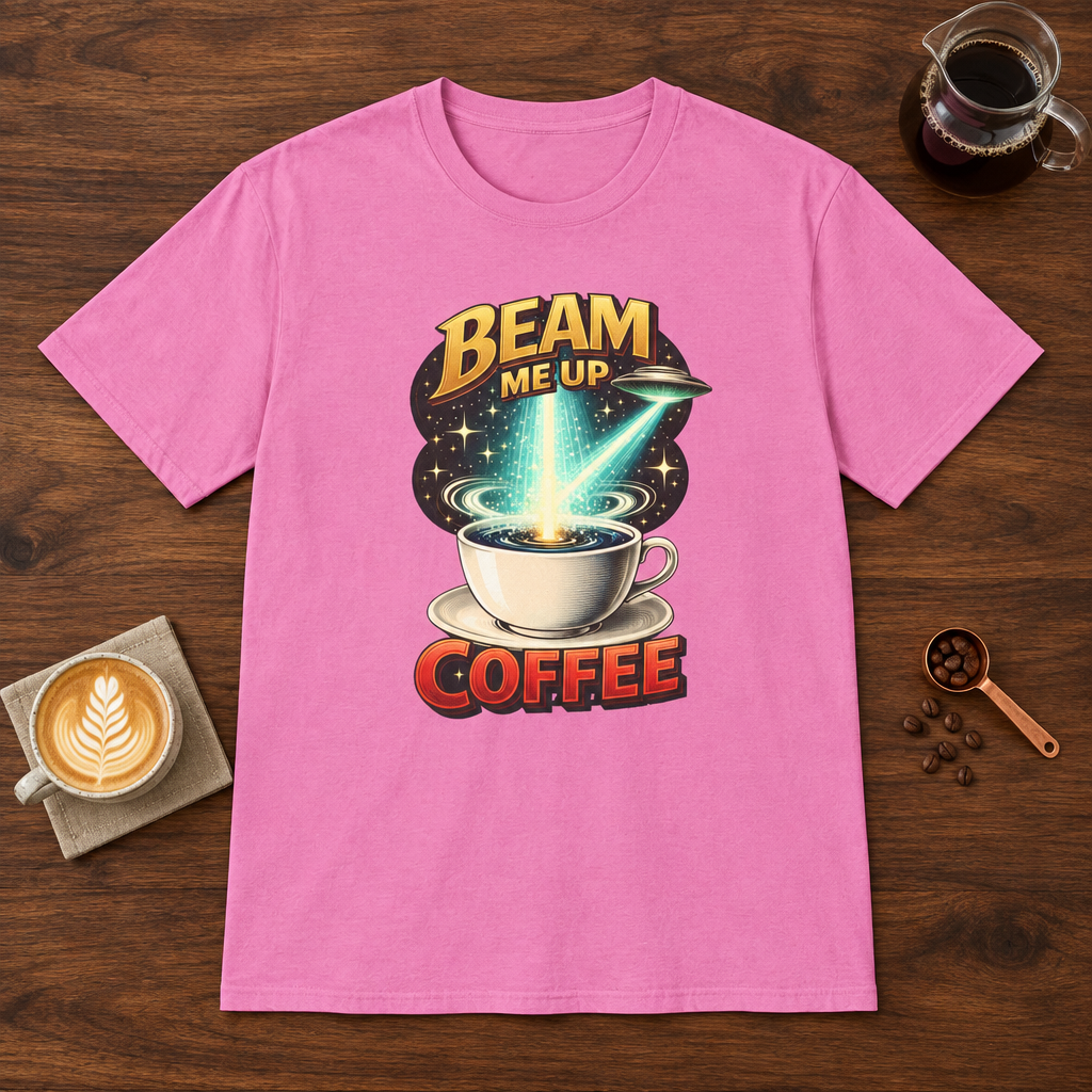 Beam Me Up Coffee T-Shirt Azalea coffee bar mockup