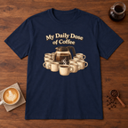 Daily Dose T-Shirt Navy coffee bar mockup