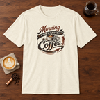 Morning Powered by Coffee T-Shirt Natural coffee bar mockup