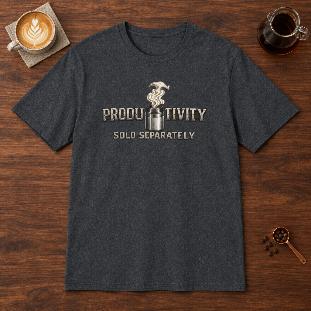 Productivity Sold Separately T-Shirt Dark Heather Grey coffee bar mockup