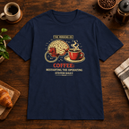 Coffee OS T-Shirt Navy short-sleeve coffee-bar flat lay
