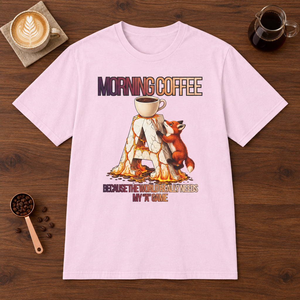 Morning Coffee T-Shirt Light Pink coffee bar mockup