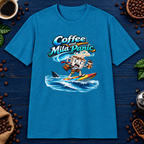 Coffee and Mild Panic T-Shirt in Heather Navy, zoomed lifestyle mockup