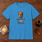 Respect the Bean T-Shirt Heather Sapphire coffee bar mockup