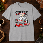 Coffee is My Boundary T-Shirt in Light Pink, zoomed lifestyle mockup