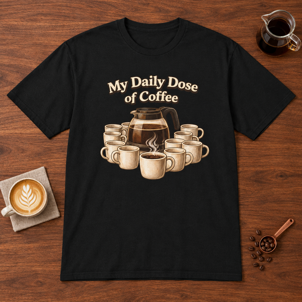 Daily Dose T-Shirt Black coffee bar mockup