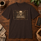 Proud Coffee Addict T-Shirt Dark Chocolate close-fill short-sleeve coffee-bar flat lay