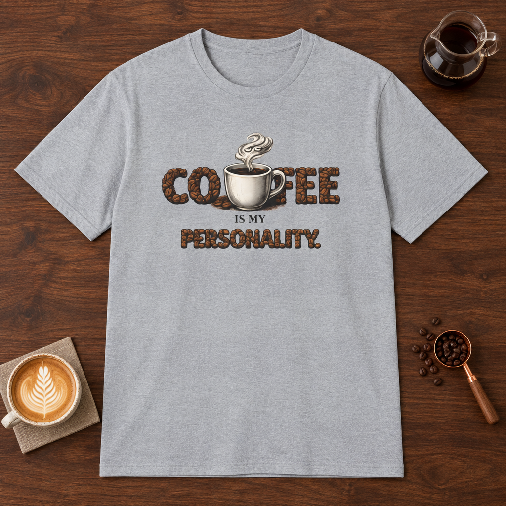 Coffee is My Personality T-Shirt Sport Grey coffee bar mockup