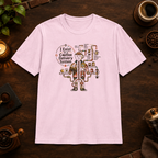 Coffee Delivery System T-Shirt in Light Pink, coffee bar flat lay mockup